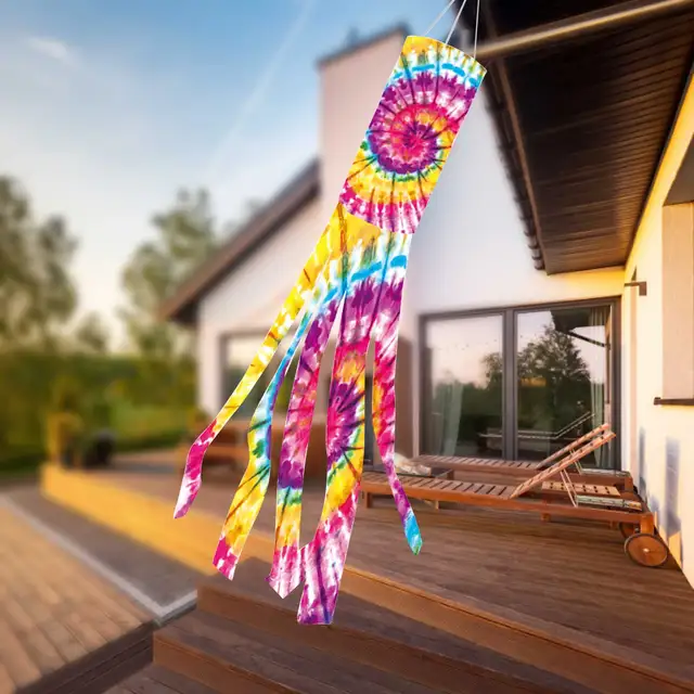 Windsock Nyakkendő Festék Szivárvány Amerikai Zászló Hazafias Függő Dekoráció Otthoni Szél Csengő Álom Fogó - Image 4