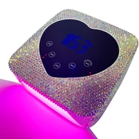 Cute Heart Design Manicure Pedicure Machine LCD Touch Screen Cordless Power Storage Cure UV LED Nail Lamp with Rhinestones 1