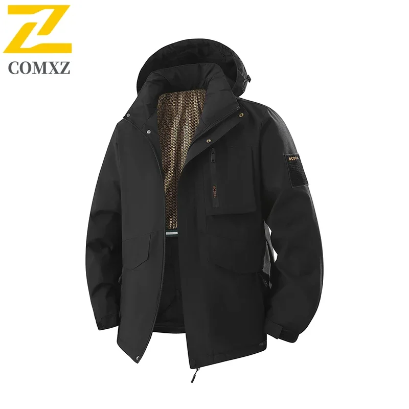 COMXZ High Quality Jackets Solid Color Outdoor Climbing Camping Men Lightweight Windbreaker Coat Adventure Fleece Racing Jacket