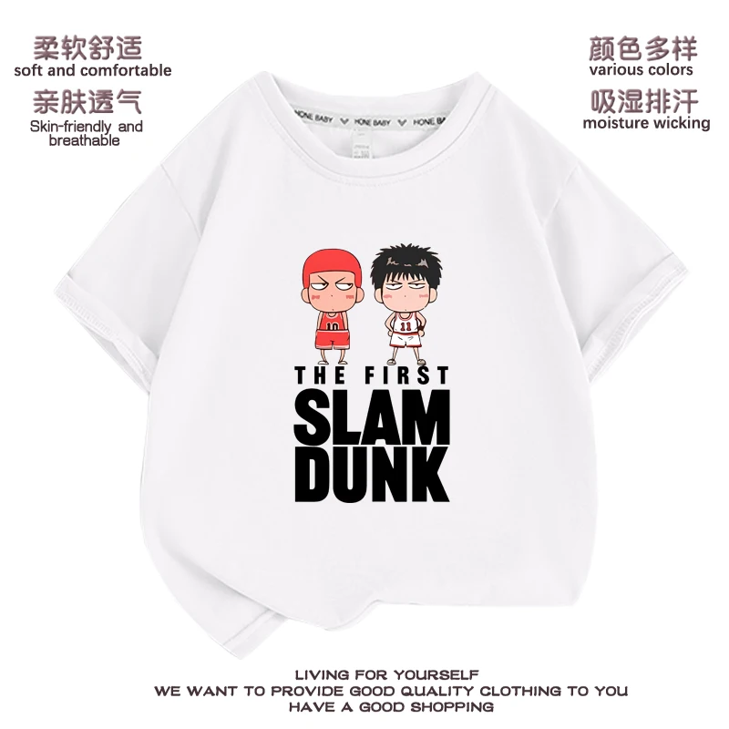 

Футболка с аниме Slam Dunk мультяшным принтом для девочек, детей, для девочек 3-9, футболка, детская одежда, одежда для мальчиков, футболки
