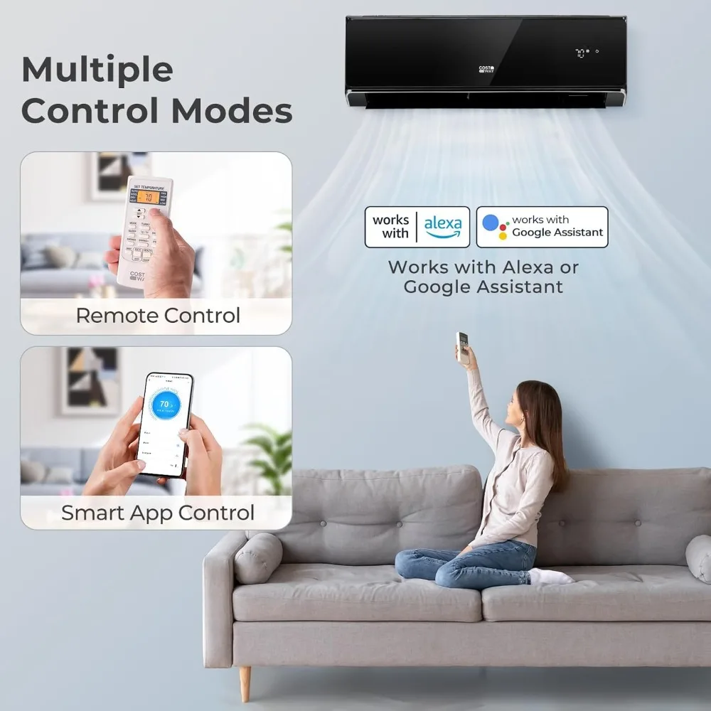 18000 BTU Wifi Enabled Mini Split Air Conditioner & Heater, 21 SEER2 208-230V Inverter AC Unit Cools up to 1250 Sq. Ft. 2
