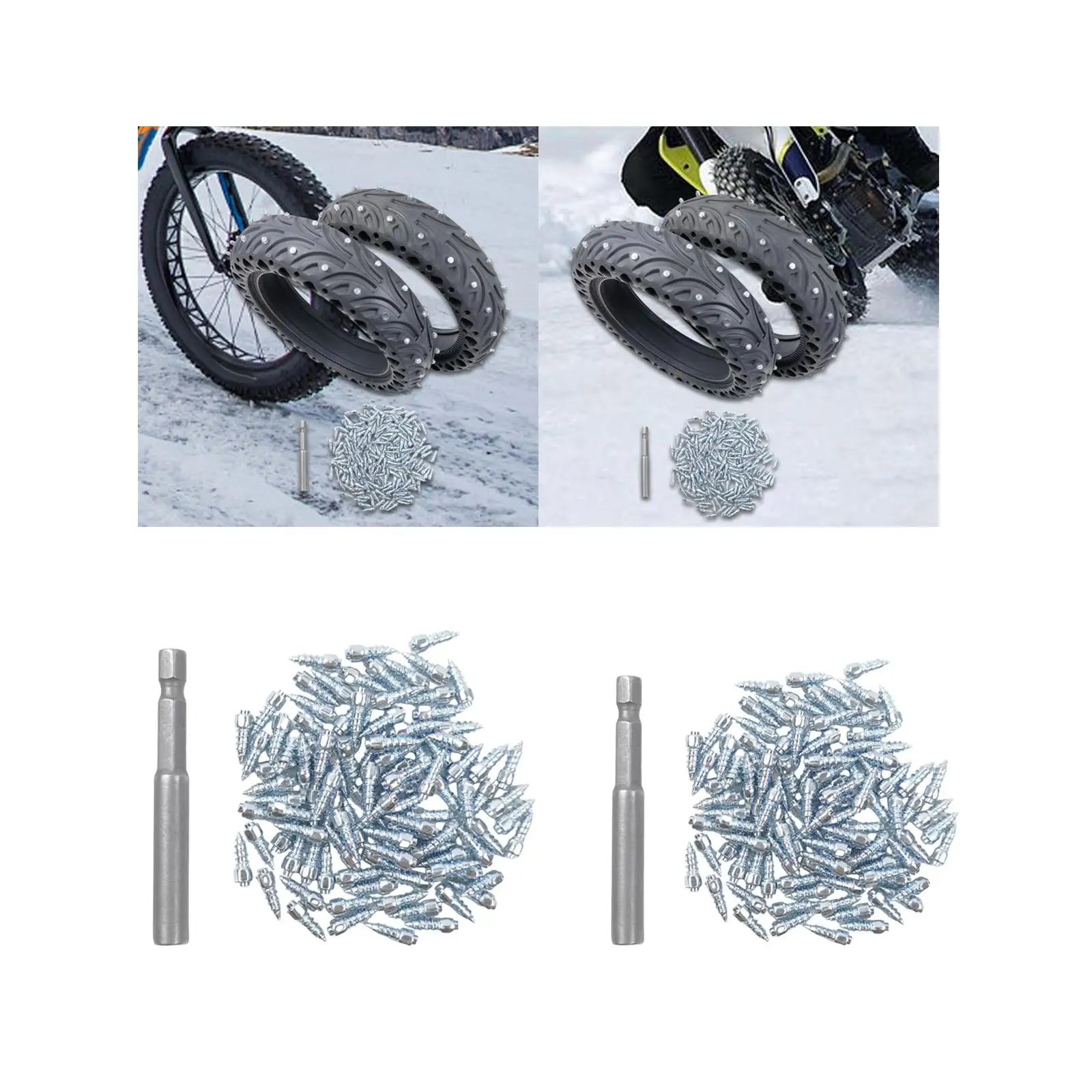 100Pcs Screw in Tire Studs Auto Accessories with Installation Tool Anti Ice Winter Anti Slip Studs Snow Spikes Carbide Screws