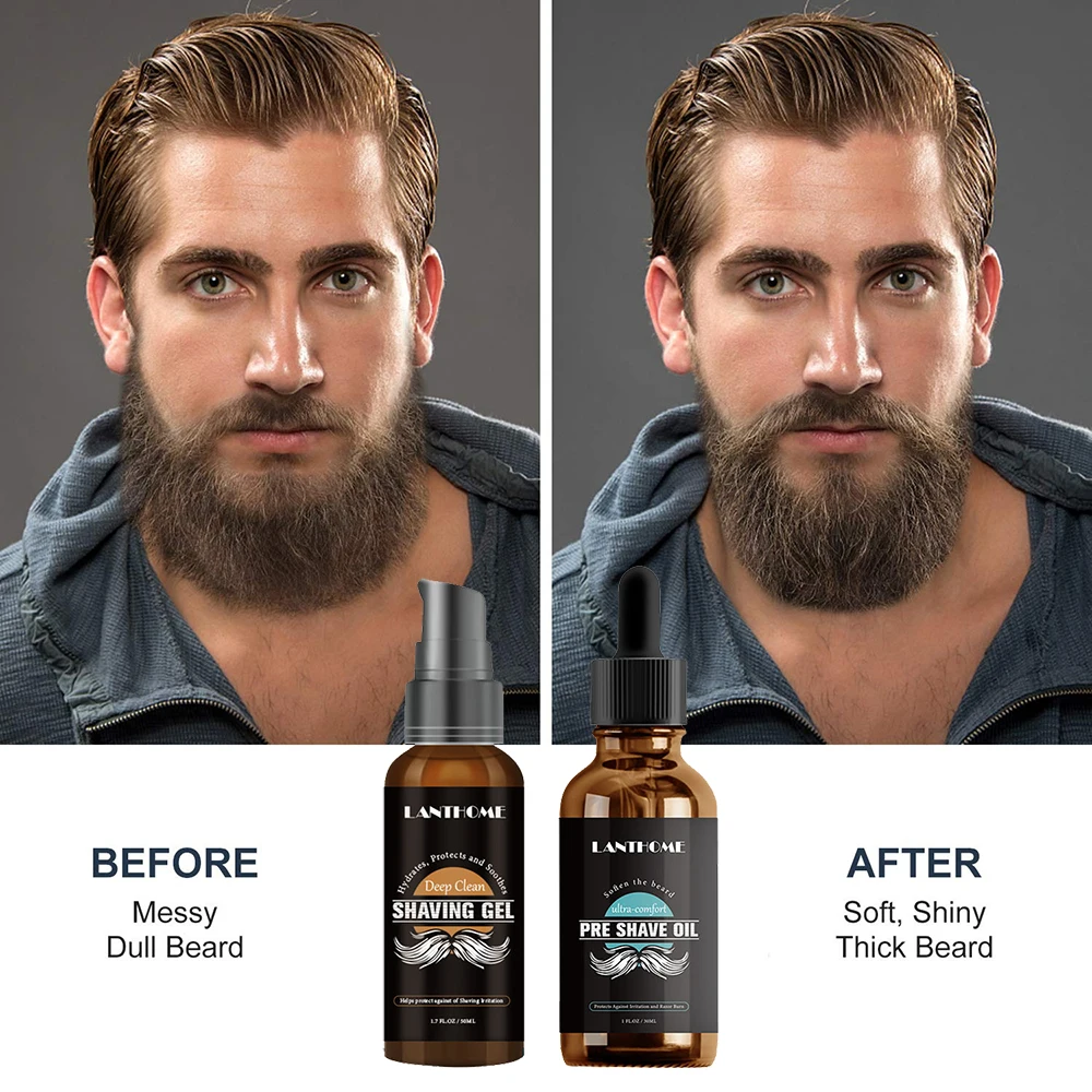 Natural Organic Men Beard Growth Oil Beard Wax Pre Shaving Gel Beard Care Treatment for Man Home Beard Growth Liquid Hair Loss