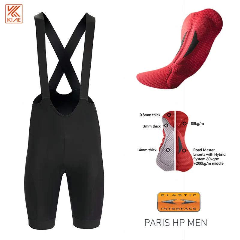KIAE Cycling Bib Shorts MTB Triathlon Bike Wear Men's Quick Dry Paris 7H 500KM Cycling Shorts Roupa De Ciclismo Masculino