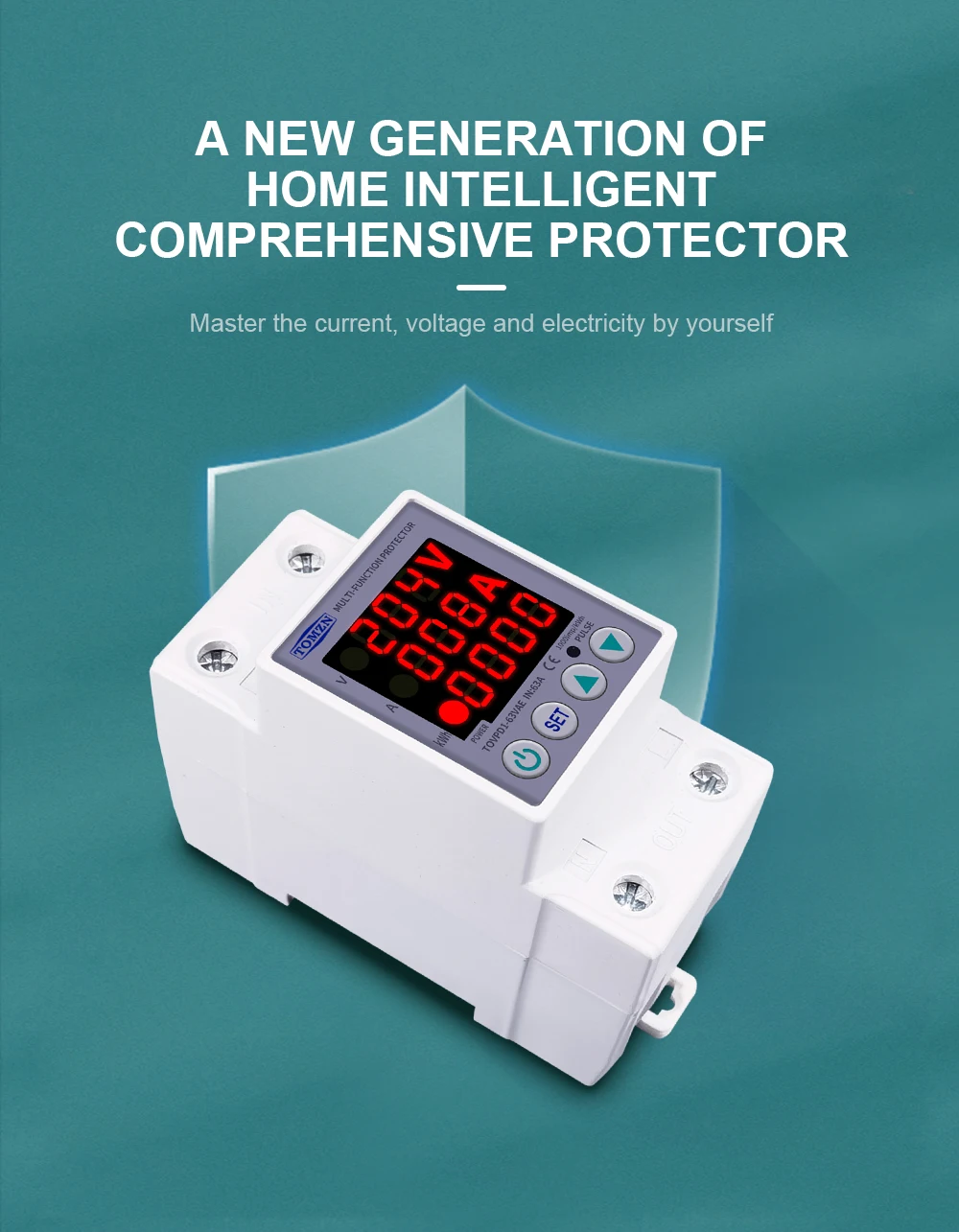 Din Rail Dual Display Adjustable Over Voltage Current And Under Voltage Protecti