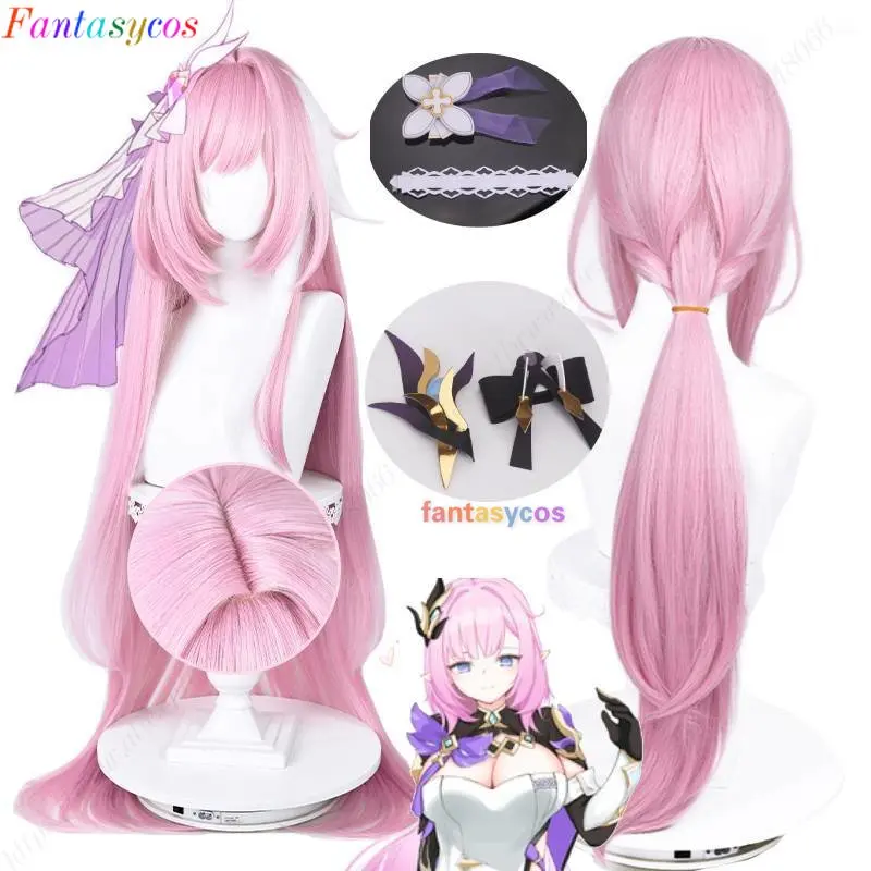 

Honkai Impact 3 Elysia Cosplay Wig Pink Long 110cm Synthetic Halloween Party Cosplay Costume Wigs Prop Headwear Accessories