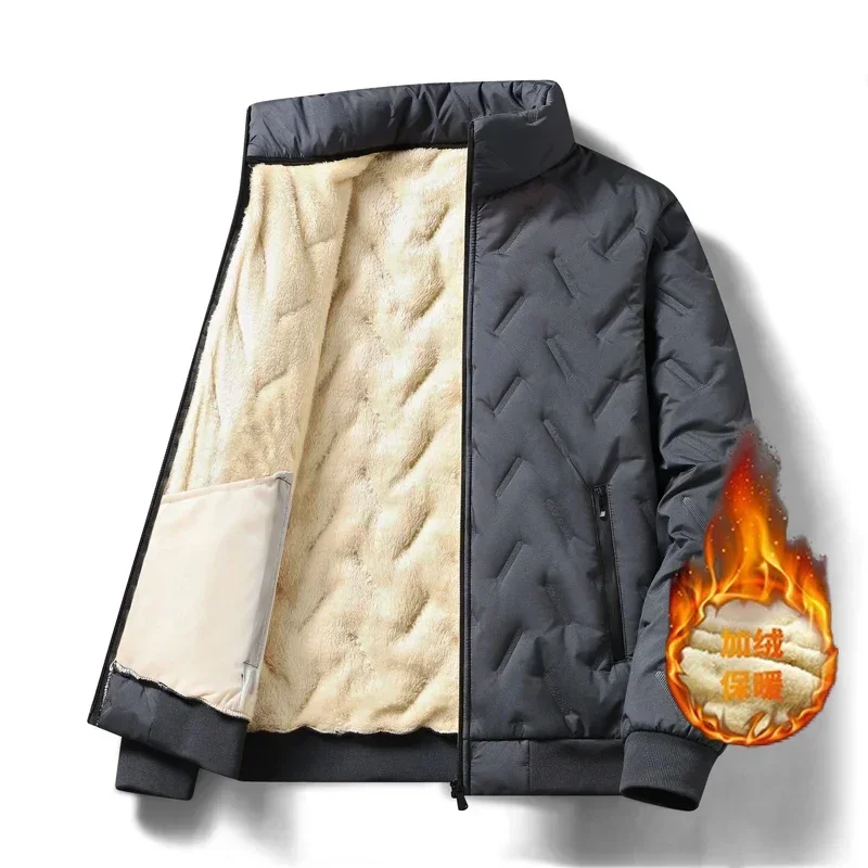 Men's Clothing Autumn Winter Lambswool Warm Thicken Jackets Waterproof Jogging Casual Coat Men Fashion Loose Grey Parke Jacket