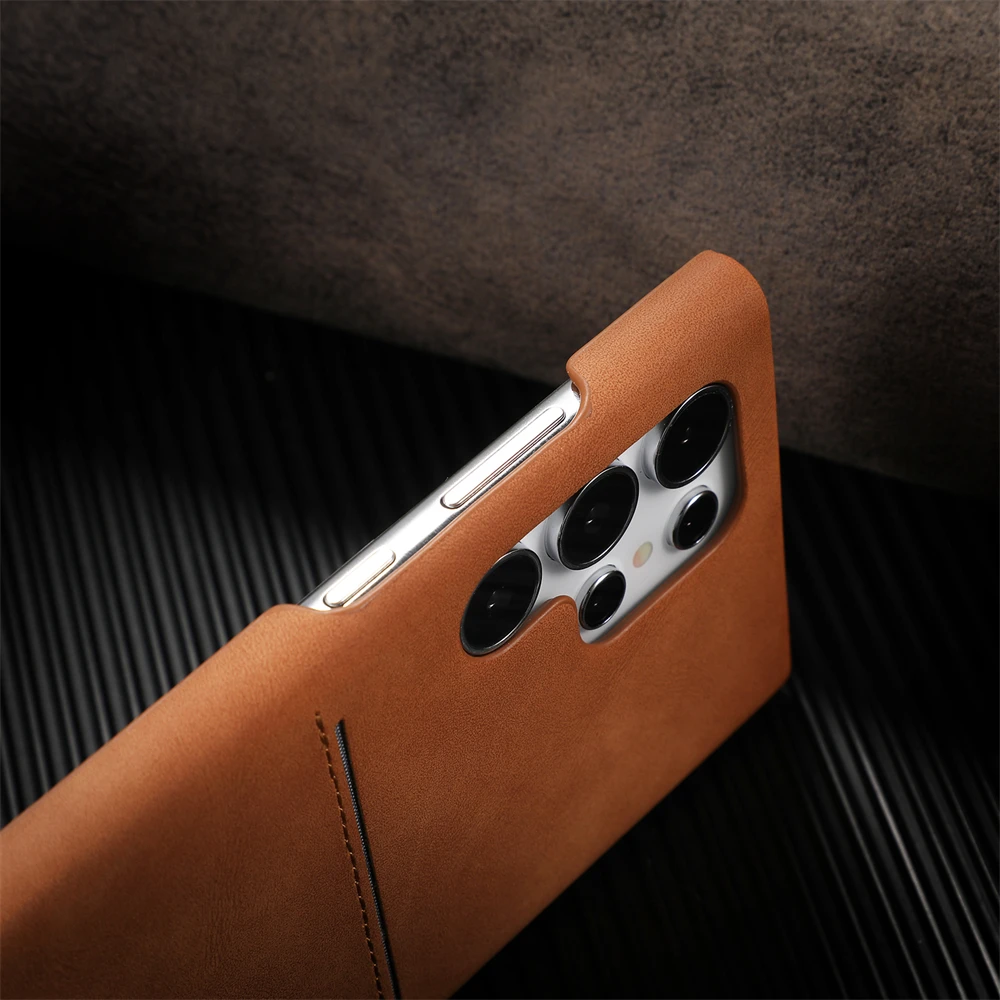 Retro Sheepskin Leather Card Slot Bumper Case with Matte Cover