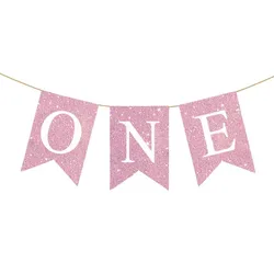 Elegant Linen Hanging Banner for Baby's First Birthday or Baby Shower Decor (Rose gold)