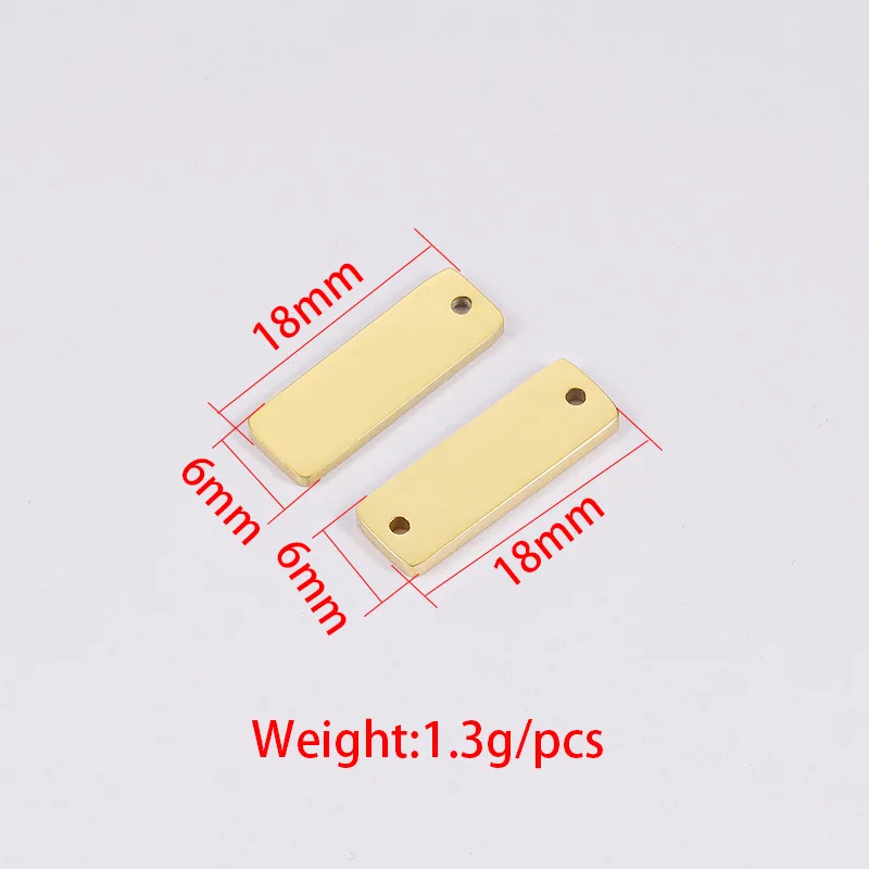 Fnixtar Rectangle Charms Tags Engrave Logo Connector Charms Mirror Polished Stainless Steel DIY Jewelry 6x18mm 20piece/lot