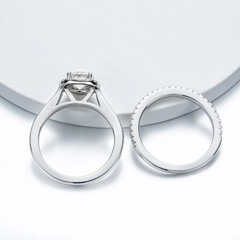 DEZO All Moissanite Engagement Rings Set For Her Total 1.42ct Solid 925 Silver Round Cut VVS D Color GRA Certificate 5