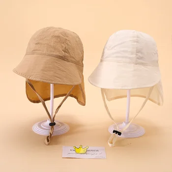New Summer Toddler Sun Hat with Shawl Soft Brim Quick Dry Outdoor Activities Cap for 1-3Y Boys and Girls Beach UV Protection Hat 1