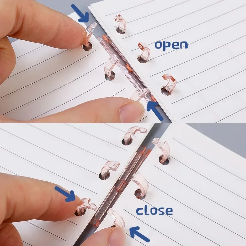 Removable Binder Book Binding Rings Plastic Book Rings Clear Folder Binder Clips Scrapbook Binding Button School Loose Leaf Clip