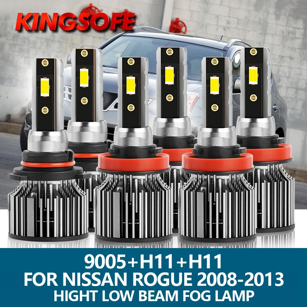 

6x Car LED Headlight H11 HB3 9005 20000Lm 100W 6500K High Low Beam Bulb Fog Light For Nissan Rogue 2008 2009 2010 2011 2012 2013