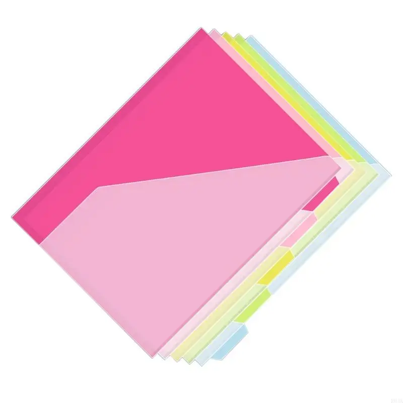 R0JA 5 Pcs Plastic Dividers File Folders 3 Holes Document Organizers Index Page Folders Separator Binder Sheet Protectors