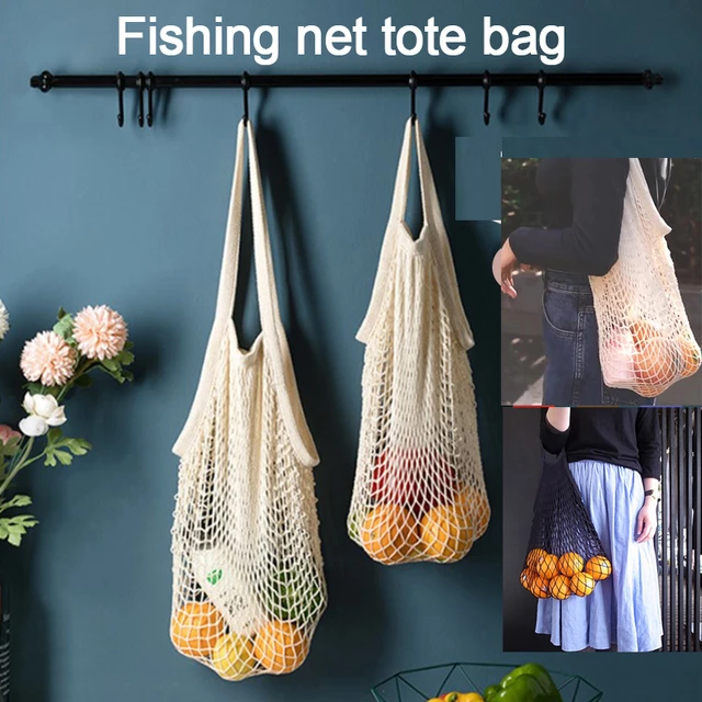 Fishing Net Tote Bag Reusable Portable Cotton Mesh String Net Bag Fruit  Vegetable Supermarket Shopping Bag Household Storage Bag - AliExpress