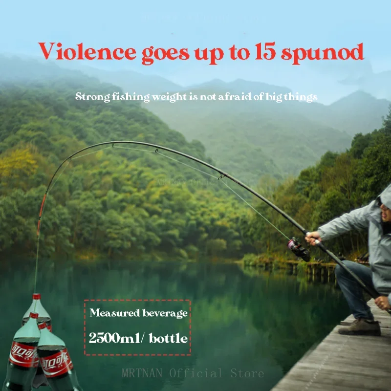 2.1m/2.4m Carbon Fiber Spinning Fishing Rod Super Light Telescopic Fishing Rod Long Distance Handle Sea Pole Lure 30g-200g 6