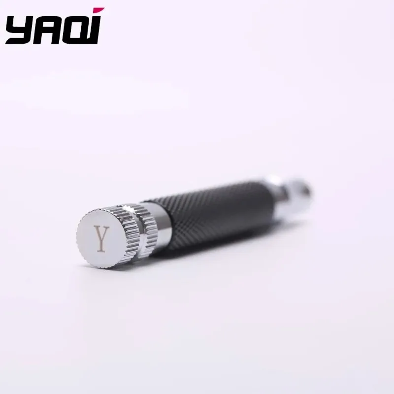 Yaqi Mens Chrome Color And Black Safety Razor Handle Portable Travel Replace Accessory For Shaving Brush 2025