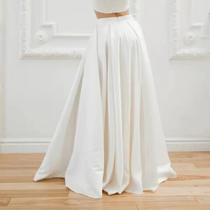 Wedding Dresses Satin Detachable Bridal Skirt Wedding Removable Train Dresses Prom Party Overskirt
