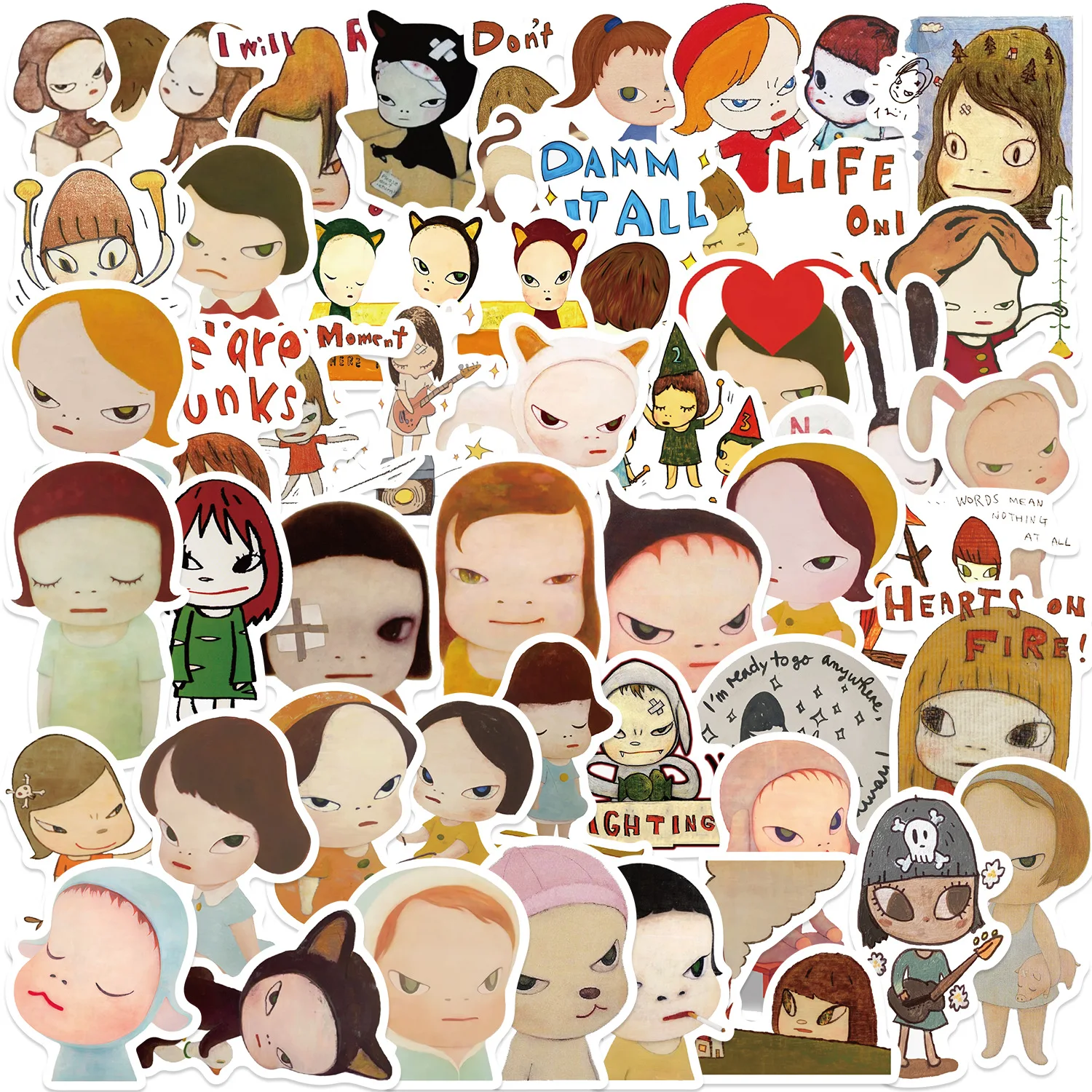 50Pcs Cute Nara Yoshitomo Cartoon Stickers DIY Stickers Scrapbooking Phone Luggage Skateboard Waterproof Graffiti Decals