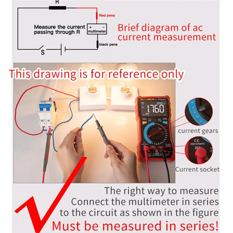 DM850 1999 카운트 디지털 멀티미터 전기 전문 자동 AC/DC 전압 테스터 디지털 멀티미터 오렌지