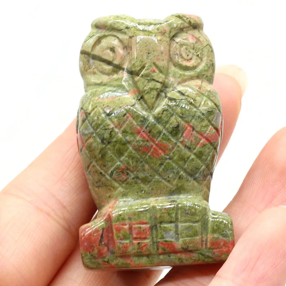 Figurine Hibou Décorative En Pierre Et Résine - 6 Cm, Couleur Bleue, Pour Jardin, Maison, Bureau Ou Pot De Fleurs