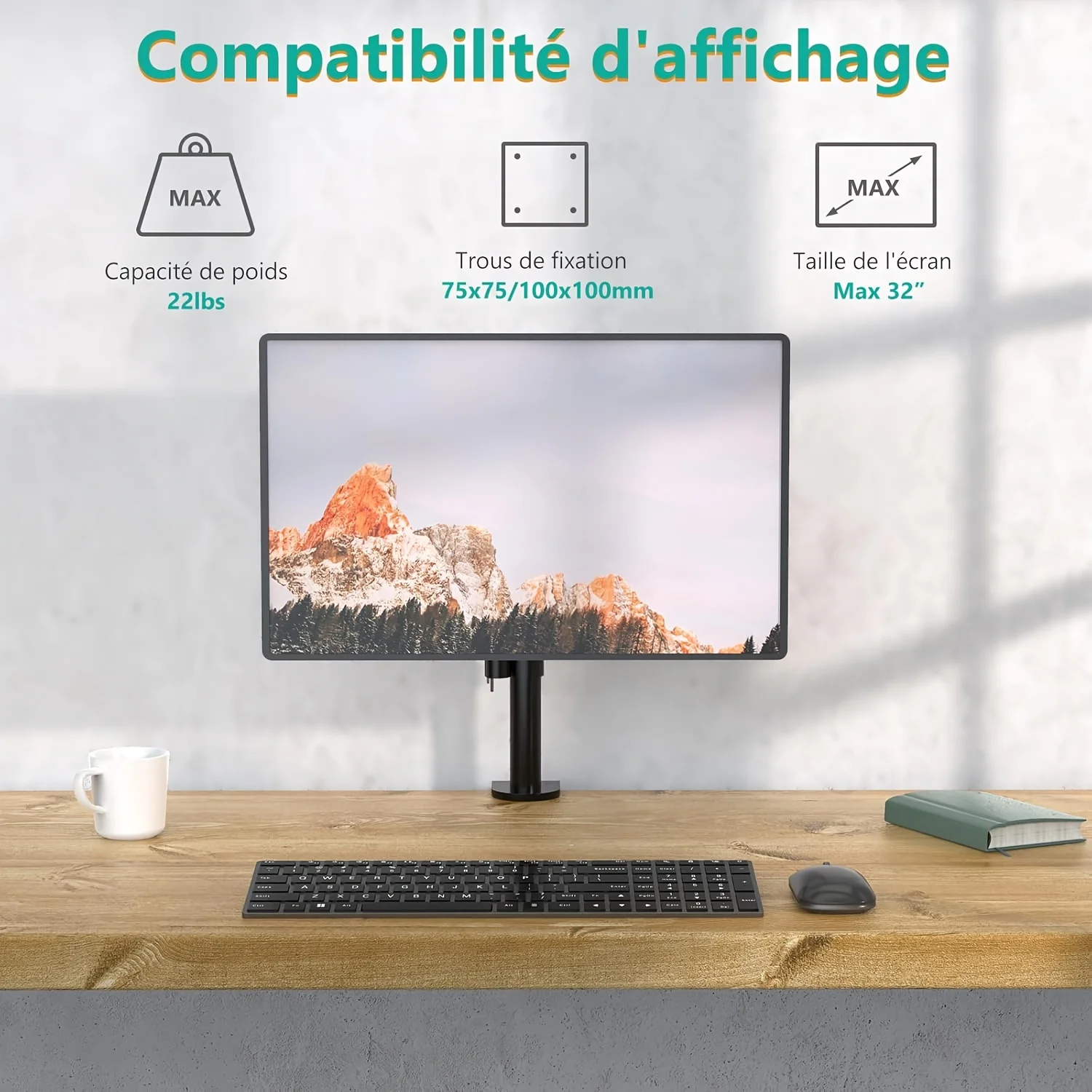 Monitor Desk Mount, Fully Adjustable Dual Monitor Arm for 2 Computer Screens up to 27 inch, Clamp Base Stand for Desk