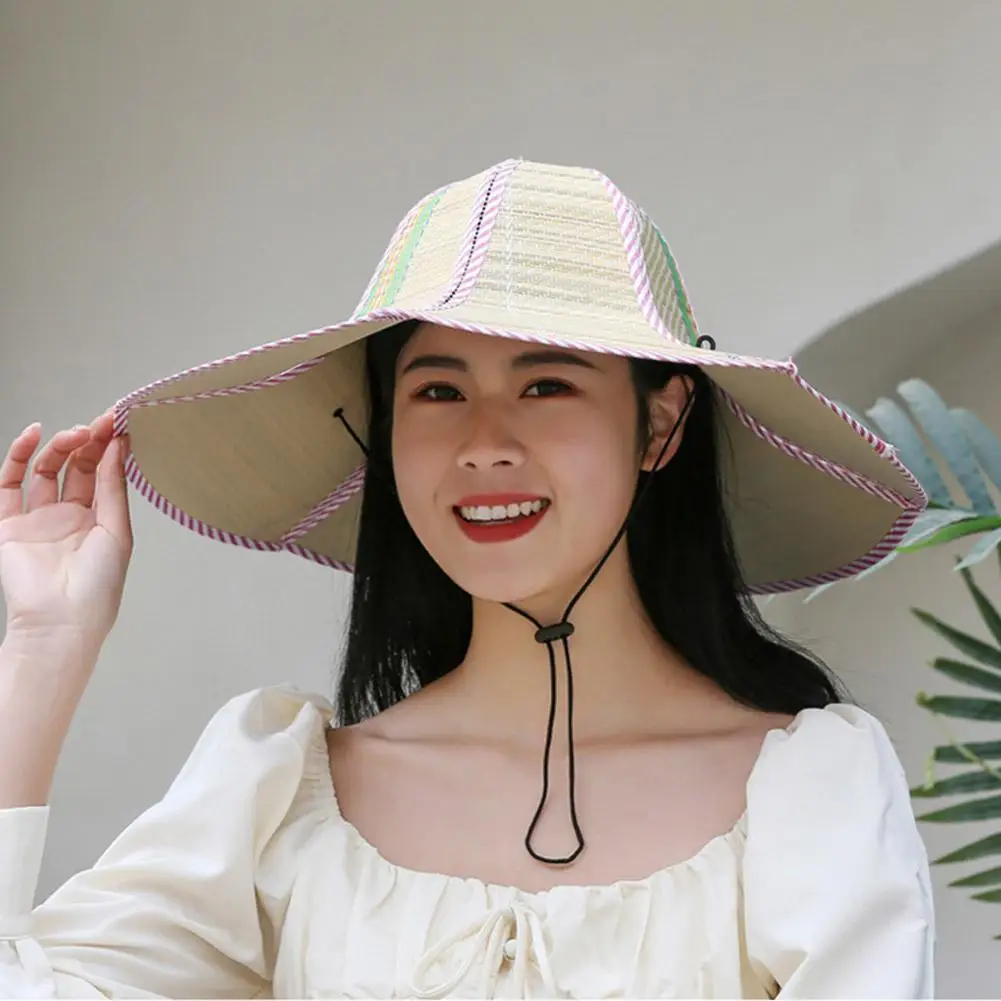 Foldable Straw Sun Hat For Men Large Brim Outdoor Travel Beach_voghion.com