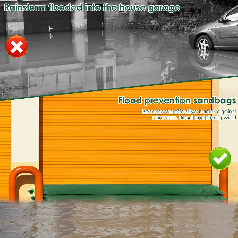 BestAlice 5 Pcs Sandbags For Flooding, 25x70cm Thickened Widen Long Canvas Sandbags Flood Water Barrier Sandbags With Ties, Reusable Sand Bags For Home Outdoor