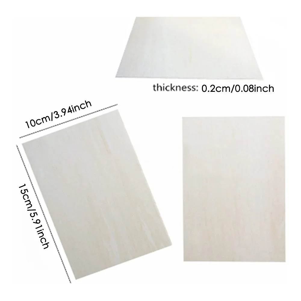 10Pcs 15x10cm Basswood Boards 2mm Thin Unfinished Wooden Sheets for Craft & Model Making