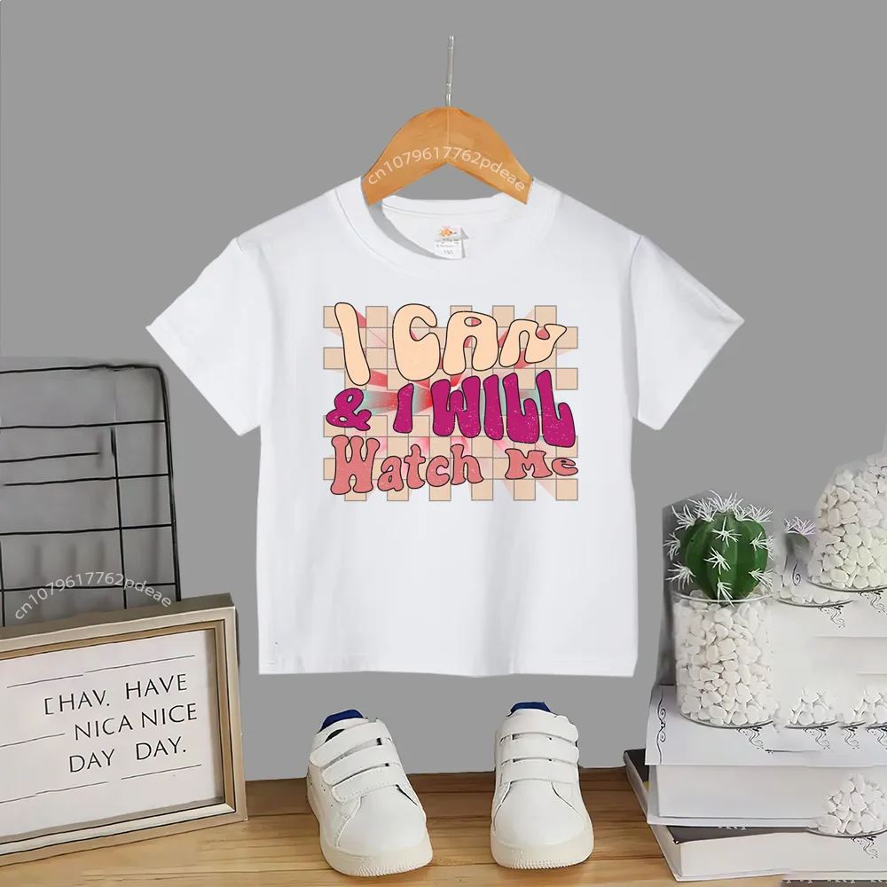십대 스트리트 스타일 100% 코튼 알파벳 프린트 반팔 티셔츠, 아동용 편안한 크루 넥 상의