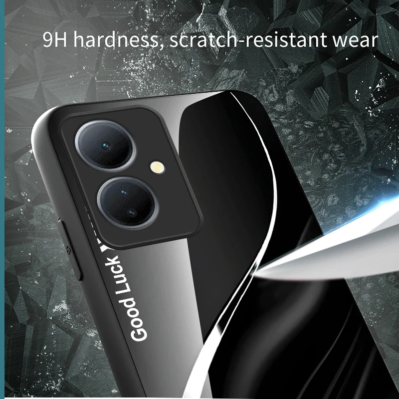 Gradient Color Hard Tempered Glass Protective Phone Case