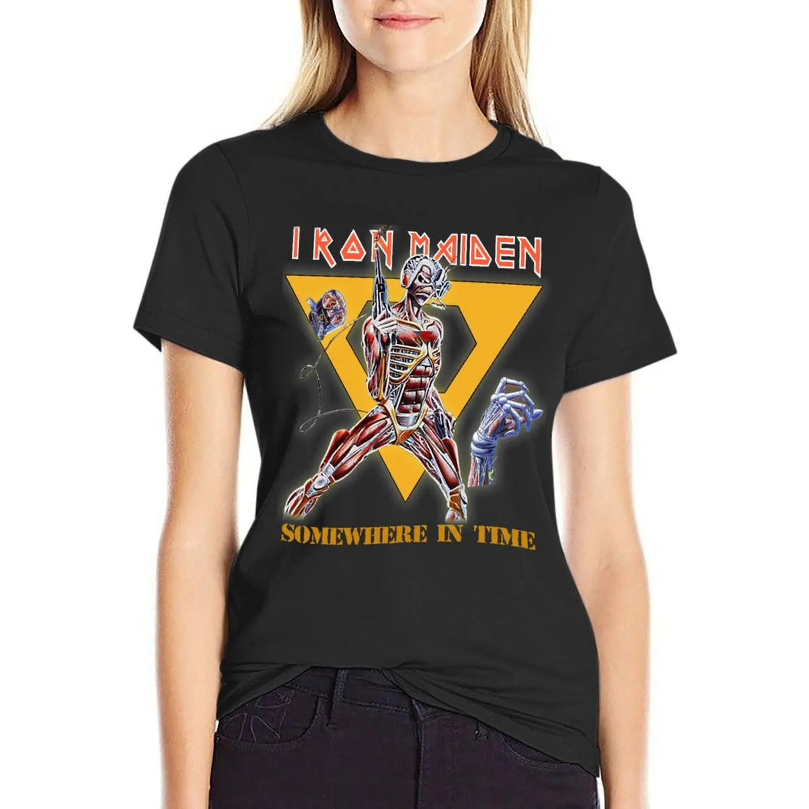 1986 I-r-on M-ai-den Somewhere In Time T-Shirt lady clothes Short sleeve tee Women's clothing