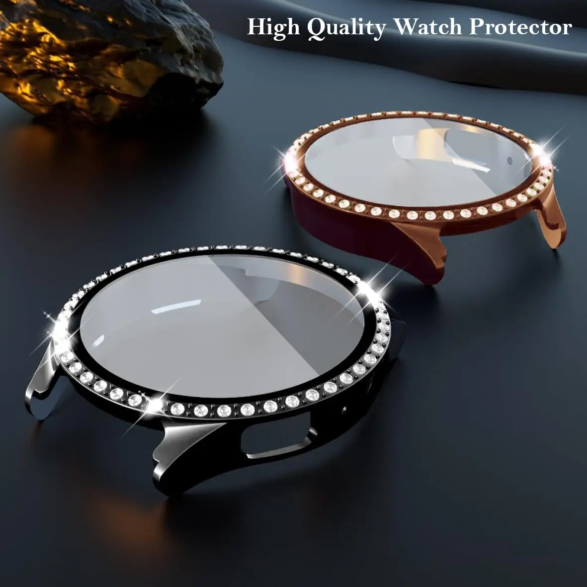 Bling Diamond Glass and Case Set with Screen Protector - Luxury Watch Accessory Cover