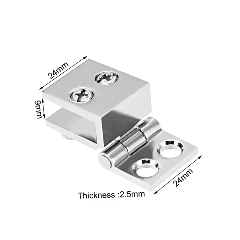 4pcs for 5-8mm Thickness Glass Door Hinge Zinc Alloy Glass Clamp 0 Degree Cupboard Showcase Cabinet Door Hinge