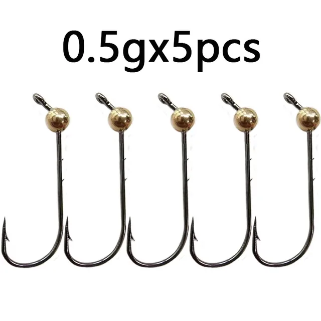 5pcs Mini Jig Head Hook Copper Head Hook Barbed Fishhook Trout Soft