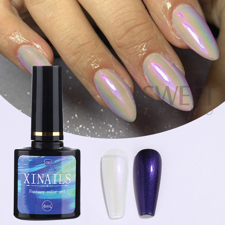 8ml Auroras Top Coat Gel Nail Polish Pink Purple Glitter Effect Iridescent UV Gel Soak Off LED Nail Varnishes Manicure Supplies 5