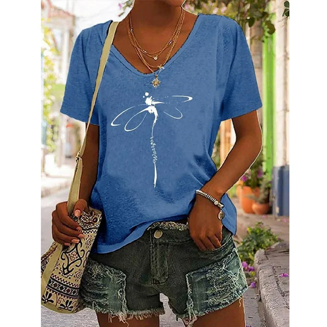 Dragonfly print paneled top main image 1