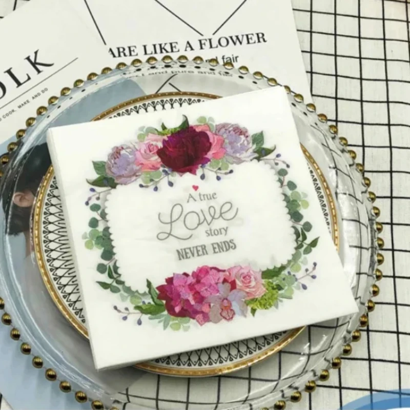 Paper Napkins Disposable Paper Placemats Tissue Paper Decoration Colorful Printed 20pcs/pac 2 Ply