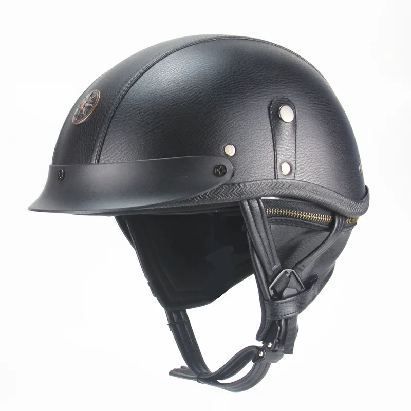 

M L Xl Motorcycle Helmet Retro Personality Helmet Half Helmet Cruising Leather Helmet Riding Safety Motorcycle Gear
