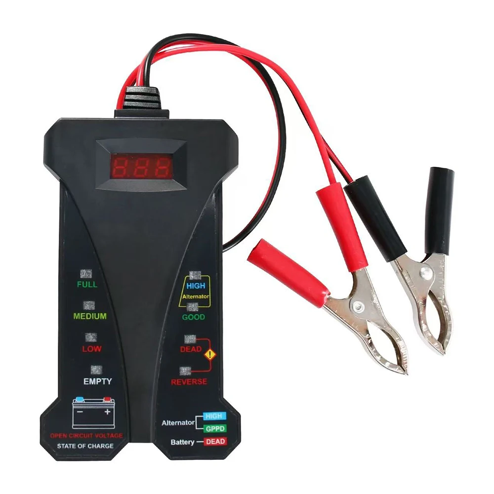 14A 12V 디지털 자동차 배터리 테스터 전압계 및 충전 시스템 분석기(LCD 디스플레이 및 LED 표시 포함)