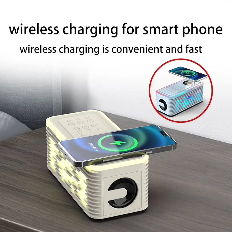 CRELANDER Y19 Speakers Wireless Charger Denoise HiFi Stereo Sound Equipment RGB LED Flashing Portable 5.3 Bluetooth Speaker 4
