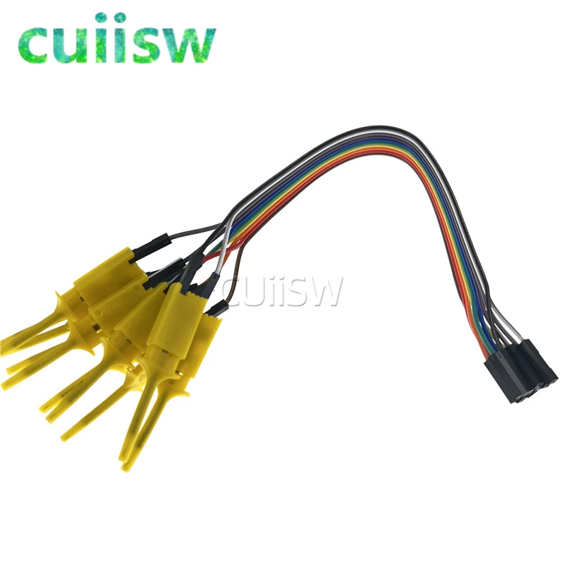 Test Probes 10pcs 200mm High Efficiency Hook Clip Logic Analyzer Cable Gripper Kit Yellow/Red/Black/Green