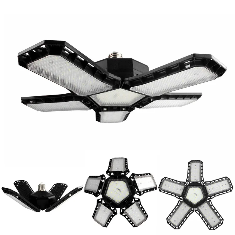 LED Garage Light Bulbs Adjustable Foldable Fan 45W 60W 80W Super Bright E27/E26 Socket Garage Lighting LED Shop Light