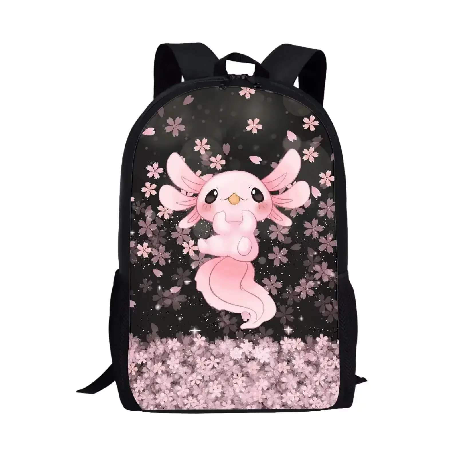 Sakura Axolotl School Backpack for Girls Boys Bookbag Large Capacity School Bag for Teenager Middle School Student Elementary 4