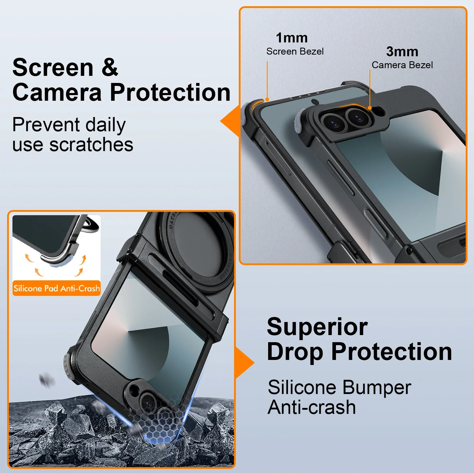 Eary for Samsung Galaxy Z Flip 7 6 Phone Case with Magsafe Wireless Charging 360°Rotatable Stand Built-in Front Screen Protector