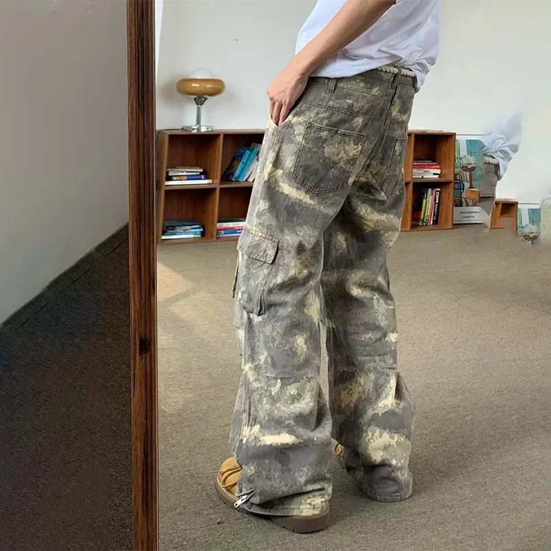 

TINT ERA Camouflage Cargo Pants Men Oversize Camo Trousers Male Loose Casual Vintage Streetwear Hip Hop Safari Style