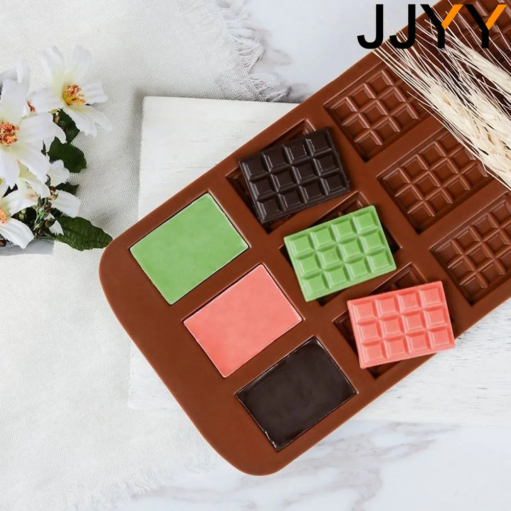 JJYY Silicone Mold 12 Even Chocolate Mold Fondant DIY Candy Bar Mould Cake Decoration Tools Kitchen Baking Accessories