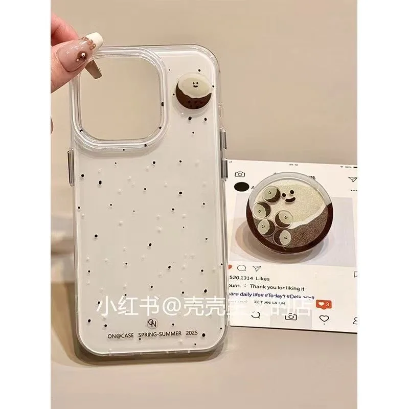 Shakeable Coconut Girl Grip Tok Holder White Acrylic Phone Case