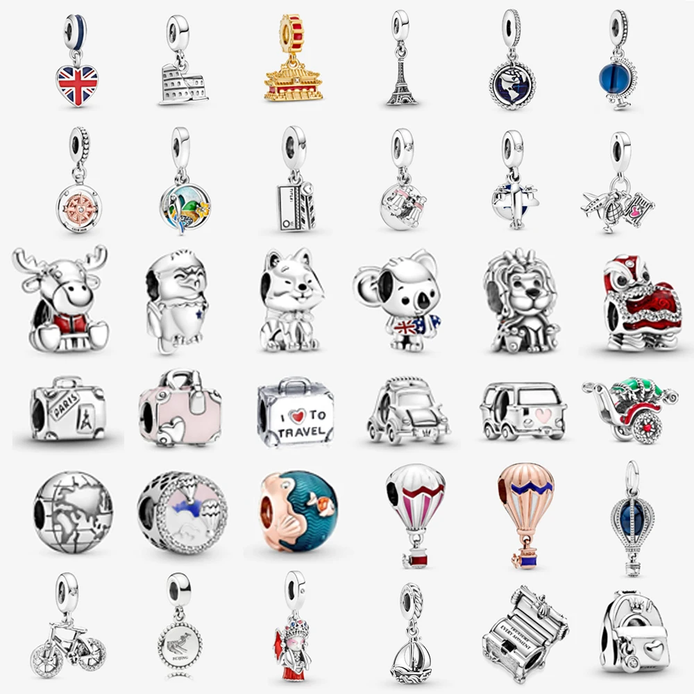 2022 Silver Color Charm Love Animal Travel Pendant Charms Fit Pandora Bracelet Necklace DIY Original Jewelry For Women Gift